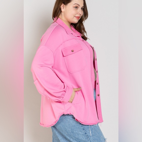 POL Barbiecore Pink Button Front Closure Jacket / Shaket NWOT X Large - Picture 2 of 7